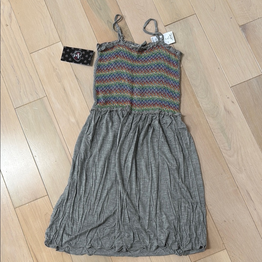 Flowers by Zoe soft rayon smocked grey tank dress XL